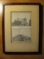 dubbelprent Spilman 1745 Eindhoven Catharinakerk en klooster, Antiek en Kunst, Kunst | Etsen en Gravures, Ophalen of Verzenden