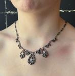 123 roos diamanten luxe 14k antieke ketting goud zilver dame, Ophalen of Verzenden, Goud, Ketting, Met edelsteen