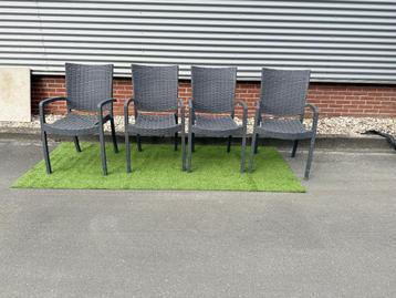  6 x Kunststof tuinstoelen Antraciet - Stapelbaar beschikbaar voor biedingen