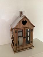 Windlicht,  hout en metaal, Huis en Inrichting, Woonaccessoires | Kandelaars en Kaarsen, Nieuw, Ophalen of Verzenden, Kaars, Hout