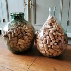 2 XXL Antiek Gistflessen vintage Brocante fles mini kas vaas, Ophalen, Overige kleuren, Glas, Minder dan 50 cm