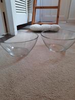2 Glazen Schalen - Diameter 22cm, Hoogte 10.5cm, Ophalen of Verzenden, Gebruikt