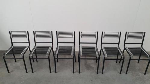 6 zwarte Sandows Rene Herbst bauhaus design stoelen, Huis en Inrichting, Stoelen, Gebruikt, Twee, Zwart, Ophalen