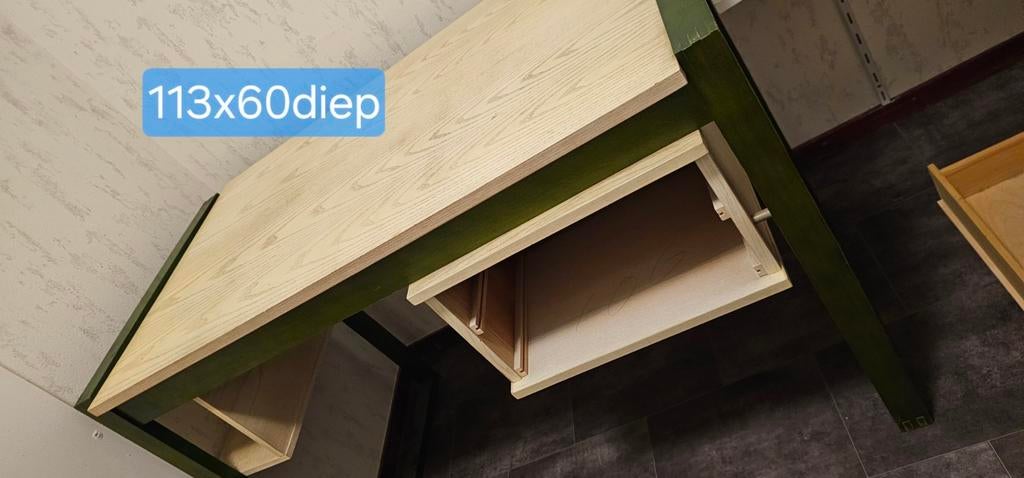 Vintage bureau + boekenkast set, Huis en Inrichting, Bureaus, Gebruikt, Ophalen