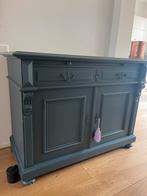 Brocante / Antieke kast, blauw, commode 127 cm breed, Ophalen, Kast, 50 tot 70 cm, 105 cm of meer