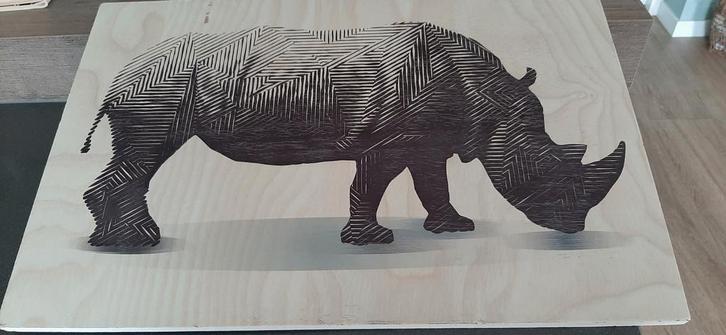 Houten Neushoorn Kunstwerk, Antiek en Kunst, Kunst | Etsen en Gravures, Ophalen of Verzenden