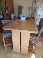bartafel en  stoelen, 4 krukken, Ophalen, Hout, 90 cm of meer