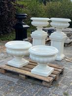 De laatste 2 iitaliaanse creme witte betonnen bloempotten, Tuin en Terras, Bloempotten, Ophalen, 40 cm of meer, Rond, Nieuw