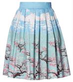 oriental blossom sakura cherry tree skirt S retro blue pink, Kleding | Dames, Rokken, Nieuw, Banned, Blauw, Knielengte