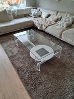 Vintage Salontafel space age Plexiglas Glasplaat 130x63cm, Ophalen, Gebruikt, 100 tot 150 cm, Vintage