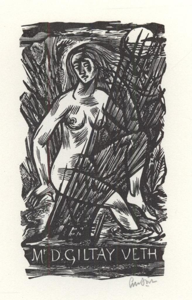 0743 Ex Libris Nederland : Lou Strik, 1958, Antiek en Kunst, Kunst | Etsen en Gravures, Verzenden