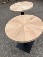 Eiken punt bijzet tafel met onderstel, Ophalen, Rond, Zo goed als nieuw, 60 cm of meer