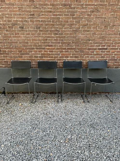 Jaren '80 set Giandomenico Belotti stoelen voor Alias Italy, Huis en Inrichting, Stoelen, Gebruikt, Vier, Kunststof, Leer, Metaal