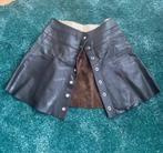 Echte lederen mini rok met druk-knopen in goede staat, Bruin, Ophalen of Verzenden, Zo goed als nieuw, Maat 34 (XS) of kleiner