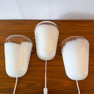 3X wandlamp, Ikea, Lavin, glas, vintage, jr 80, netjes beschikbaar voor biedingen