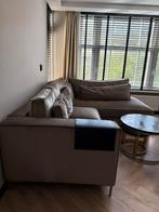 Velvet taupe lounge bank, Ophalen, Zo goed als nieuw, Vierpersoons of meer