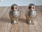 Prachtig Vintage Peper en Zout Stel Uilen Verzilverd Metaal, Verzenden, Gebruikt, Vogel, Beeldje of Figuurtje