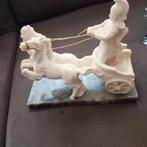 Te koop stryd wagen met twee paarden op marmeren plaat, Antiek en Kunst, Kunst | Beelden en Houtsnijwerken, Ophalen of Verzenden