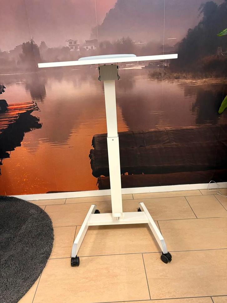 Verrijdbaar Zit/Sta Bureau - Kantelbaar Blad, Computers en Software, Laptoptafels, Zo goed als nieuw, In hoogte verstelbaar, Ophalen