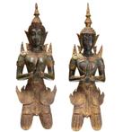 Thaise bronzen tempelwachters – knielend paar – Lot 433, Ophalen of Verzenden, Gebruikt