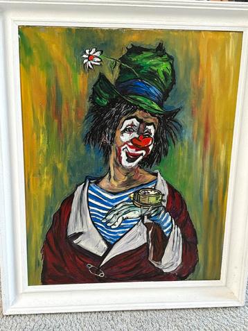 Schilderij Clown met Lijst - 60x50 cm beschikbaar voor biedingen