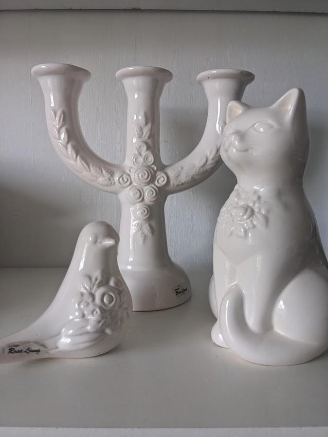 Rosa Ljung, kandelaar, poes en vogel. Complete set 20, Antiek en Kunst, Kunst | Designobjecten, Ophalen of Verzenden