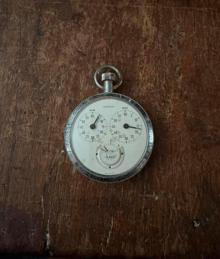 Werkende vintage mechanische stopwatch junghans, Sieraden, Tassen en Uiterlijk, Horloges | Antiek, Overige merken, Staal, Ophalen of Verzenden