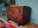 Houten kist met decoratief snijwerk, Ophalen, Gebruikt, 50 tot 100 cm, 50 tot 75 cm