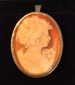 Antieke Handgesneden Camee Hanger/Broche - Collectors Item!, Ophalen of Verzenden, Zilver, Hanger, Met edelsteen