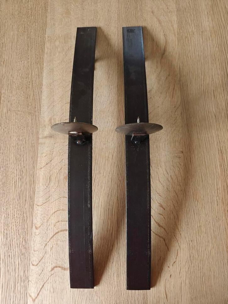 Metalen Kandelaars - Set van 2, Huis en Inrichting, Woonaccessoires | Kandelaars en Kaarsen, Gebruikt, Kandelaar, Minder dan 25 cm