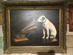 Olieverfschilderij His Master’s Voice HMV grammofoon Nipper, Antiek en Kunst, Ophalen of Verzenden