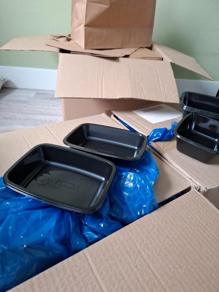 Zwarte CPET bakjes +/- 850 met deksels., Huis en Inrichting, Keuken | Keukenbenodigdheden, Nieuw, Ophalen of Verzenden