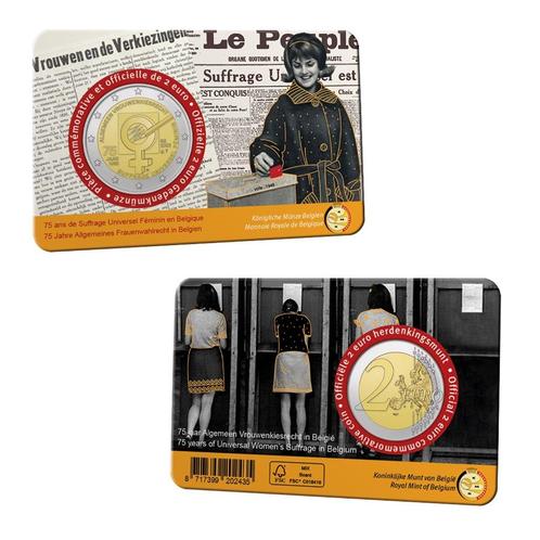 2 euro Belgie 2023 - Vrouwenkiesrecht FR (BU in CoinCard), Postzegels en Munten, Munten | Europa | Euromunten, Setje, 2 euro, België