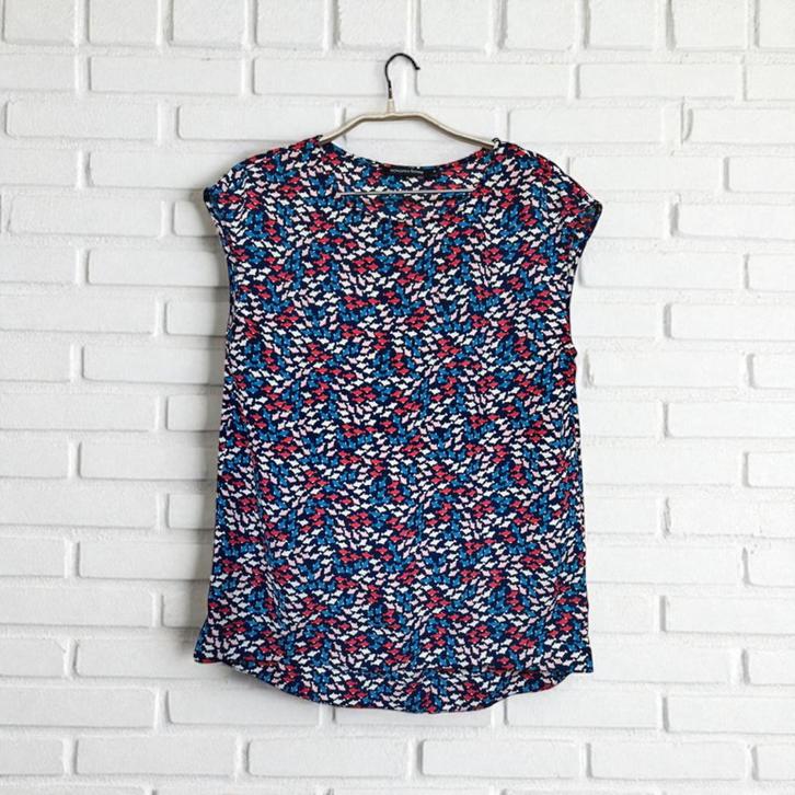 Monoprix Top Maat 36 Blauw Vissen Print Mouwloos, Kleding | Dames, Tops, Zo goed als nieuw, Maat 36 (S), Blauw, Zonder mouw, Verzenden