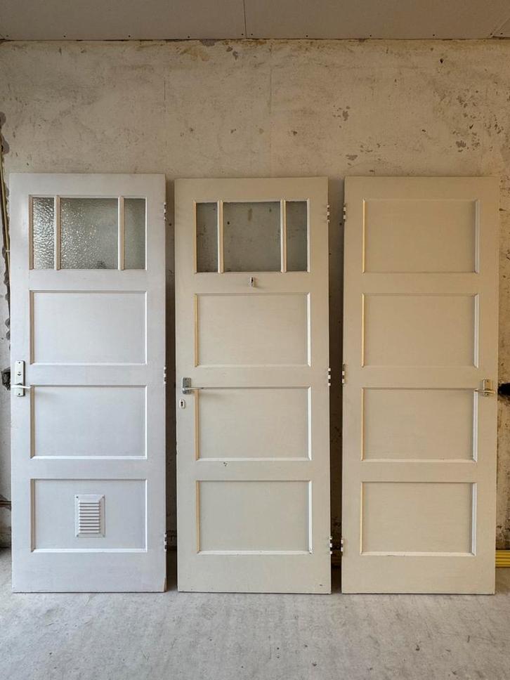 Diverse paneeldeuren en kastdeuren, Doe-het-zelf en Verbouw, Deuren en Horren, Gebruikt, Binnendeur, 200 tot 215 cm, Glas, Hout