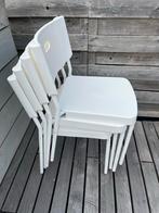 4 Witte Stapelstoelen, Huis en Inrichting, Stoelen, Ophalen, Gebruikt, Wit, Vier