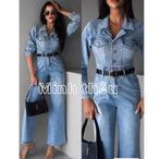 Jeans jumpsuit met wijde pijpen en ceintuur – light denim, Maat 38/40 (M), SH FAMILY THANH SON NGUYEN Aleja Krakowska 109 02-180 Warszawa, Polska