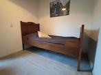 Massief eiken vintage bed (jaren 50) - mooi houtsnijwerk, Ophalen, Gebruikt, 90 cm, Eenpersoons