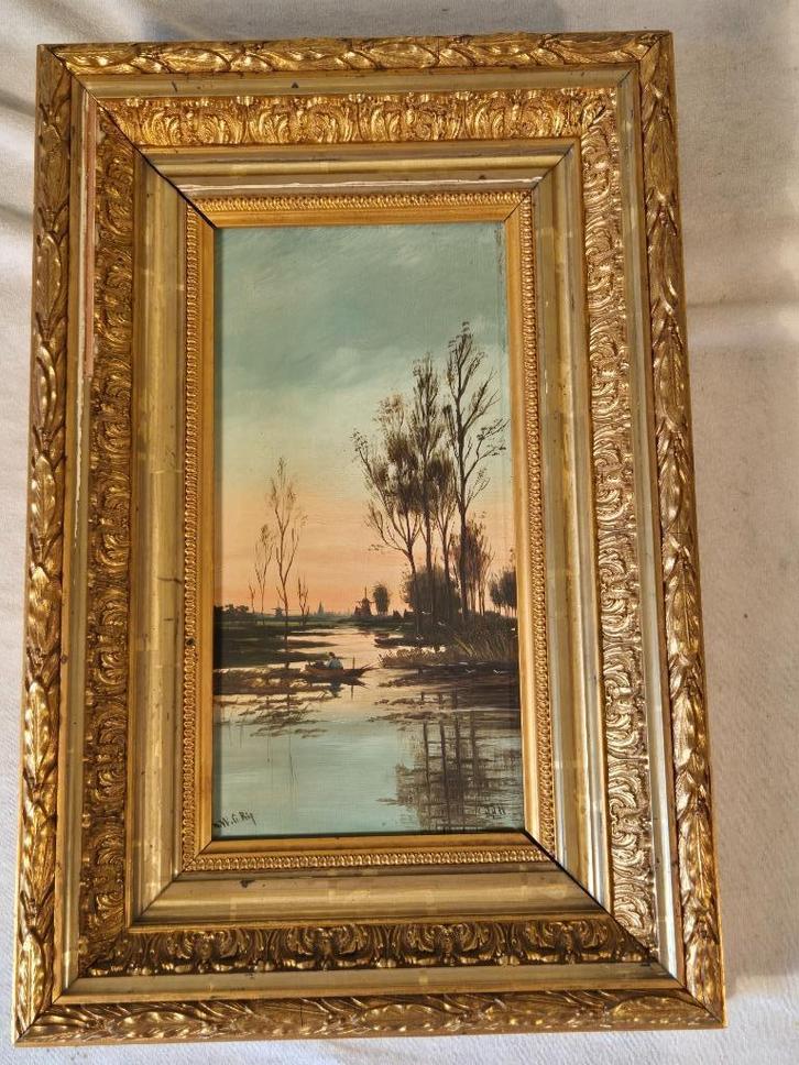 Impressionistisch schilderijtje van Hollands landschap, Antiek en Kunst, Kunst | Schilderijen | Klassiek, Ophalen of Verzenden