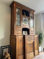 Antieke buffetkast met glas in lood, Ophalen, Gebruikt, 200 cm of meer, 25 tot 50 cm