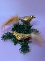 Set 2 gouden glazen vogeltjes op clip 1, Ophalen of Verzenden, Zo goed als nieuw