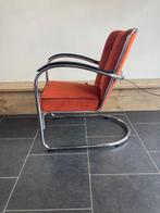 2 Gispen 412 fauteuils, chroom, nieuwe terra ribstof, Huis en Inrichting, Fauteuils, Design, 75 tot 100 cm, Zo goed als nieuw