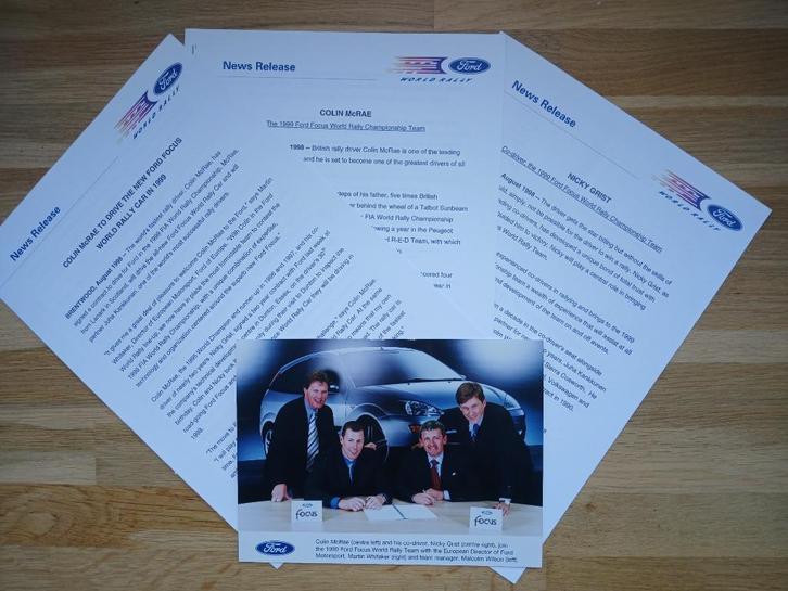 COLIN MCRAE – NICKY GRIST – FORD FOCUS WRC 1999, Boeken, Auto's | Folders en Tijdschriften, Nieuw, Ford, Ophalen of Verzenden