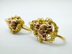 Antieke gouden schroef oorbellen, filigrein goud., Sieraden, Tassen en Uiterlijk, Antieke sieraden, Verzenden, Goud, Oorbellen