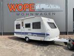 Hobby Excellent 450 UF Dwars Bed Luifel, Caravans en Kamperen, Caravans, Overige typen, Rondzit, Hobby, Schokbreker