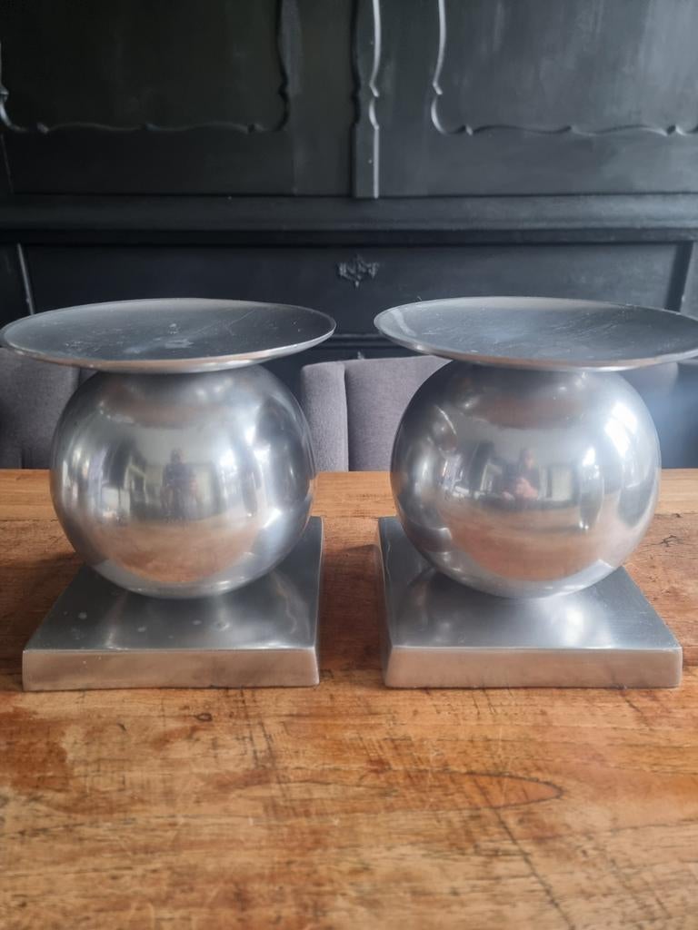 2 BoB aluminium tafel kandelaren voor €25, Ophalen