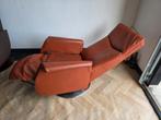 Prominent relaxfauteuil cognac leer medium/large accu, Ophalen of Verzenden, Zo goed als nieuw, 50 tot 75 cm, Leer