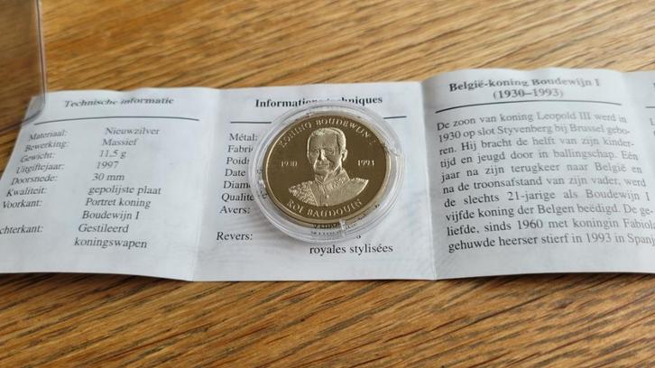 FDC Zilveren Belgische Koningsmunten Albert I en Boudewijn, Postzegels en Munten, Munten | België, Setje, Zilver, Zilver, Ophalen of Verzenden