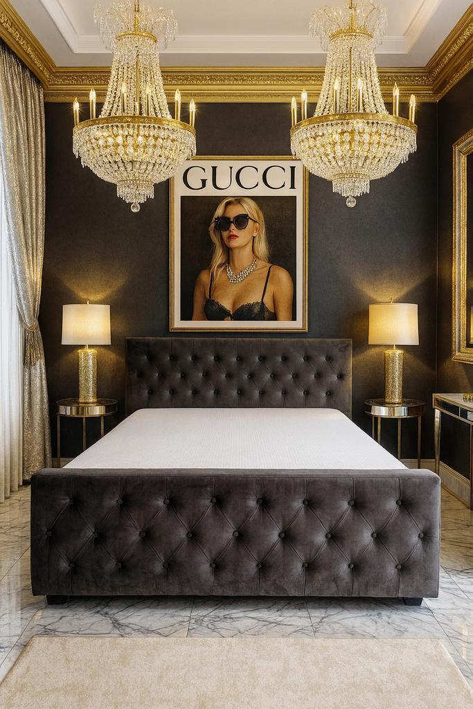 Boxspring 180 Grijs Gecapitonneerd met Emma matras E-7179, Huis en Inrichting, Slaapkamer | Boxsprings, Nieuw, 180 cm, 200 cm