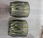 2 glazen kaarshouders, Overige materialen, Ophalen of Verzenden, Zo goed als nieuw, Minder dan 25 cm